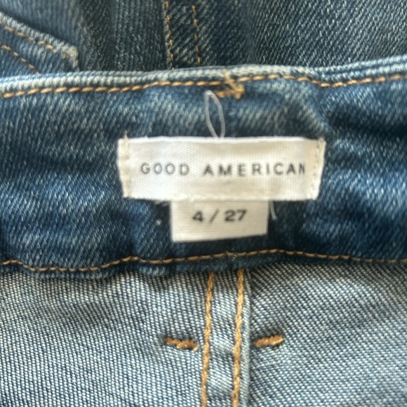 Good American Good Legs Cigarette Jeans Size 4/27 GLSPL67T Blue842 Distressed - Picture 9 of 11